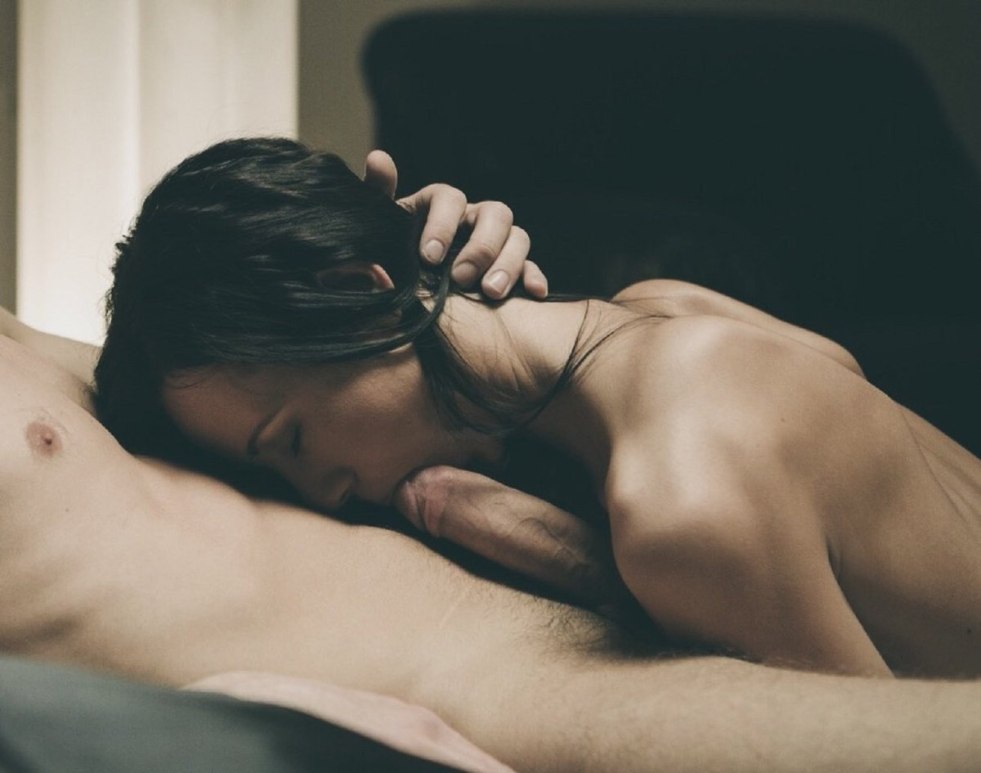 A man caresses a girl