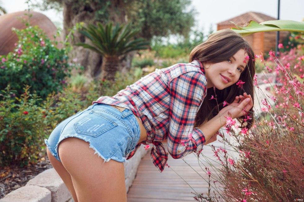 Naked in a checkered shirt