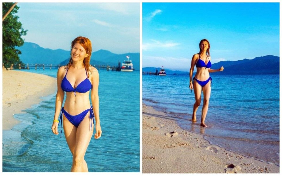 Nino Tso in a swimsuit