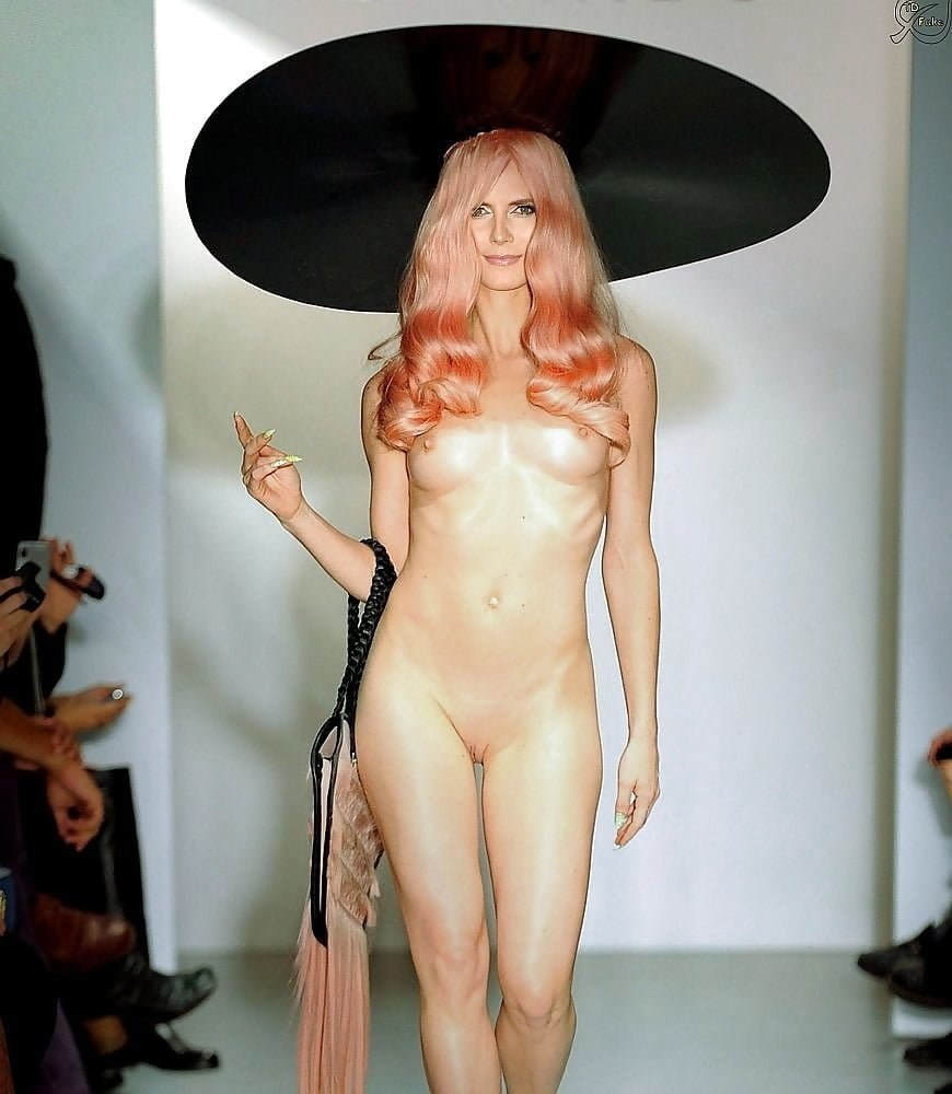 Naked fashion models on the catwalk