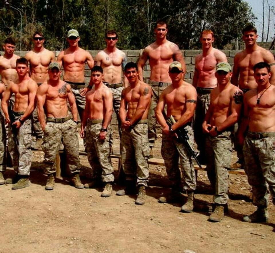 Muscular soldiers of the Russian army