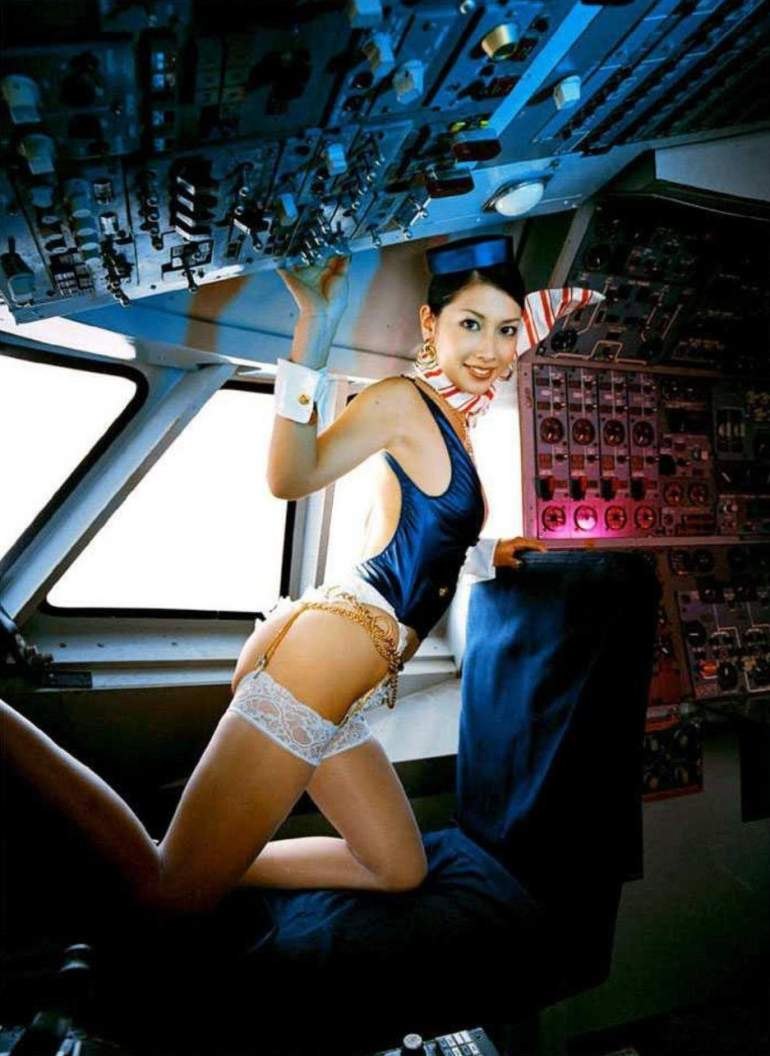 Beautiful girls on an airplane