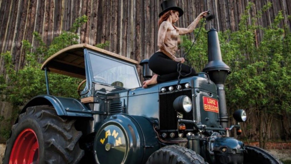 Painted tractor driver