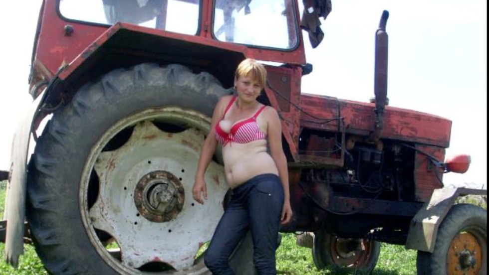 Beautiful girls on tractors