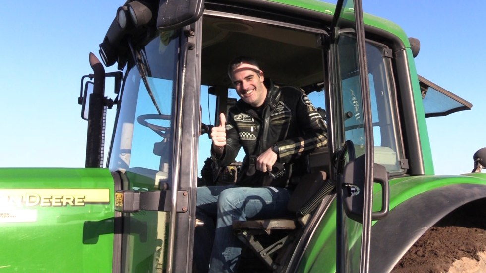 Frantic tractor driver