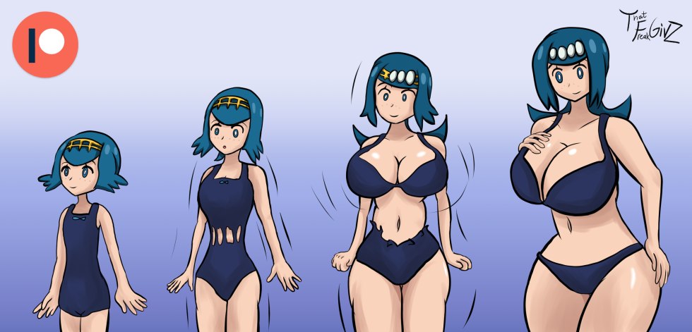 Transformation into huge breasts