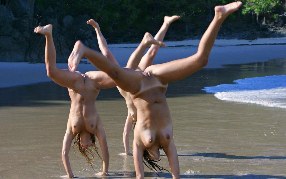 Women's naked priests on the beach