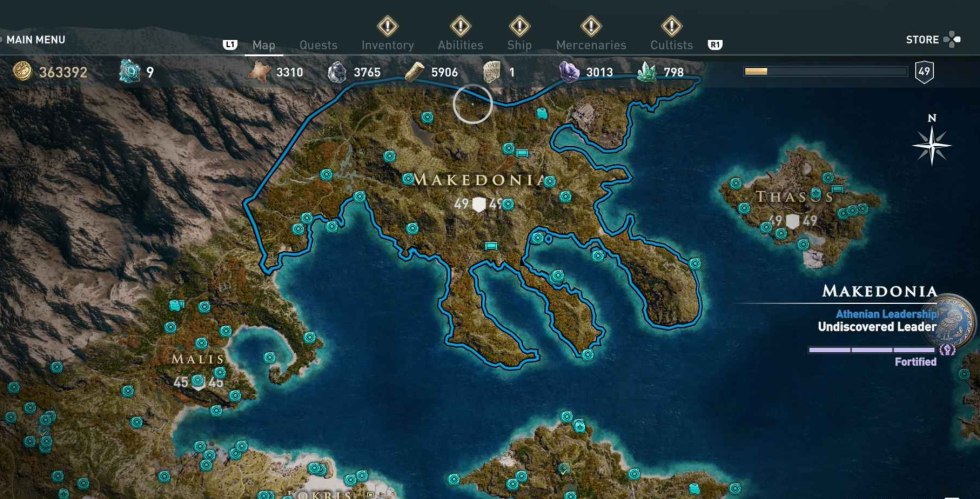Assassin Creed Odyssey Arena Pefi on the map