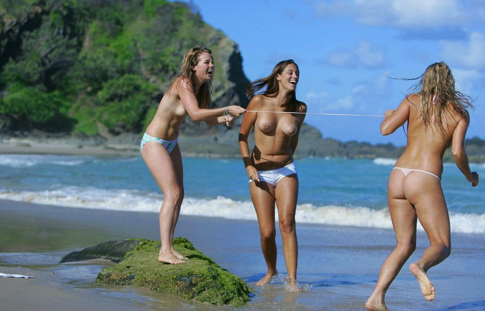 Naked hairy women on the beach