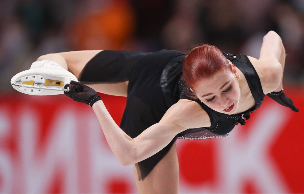 Alexandra Trusova skater on the beach