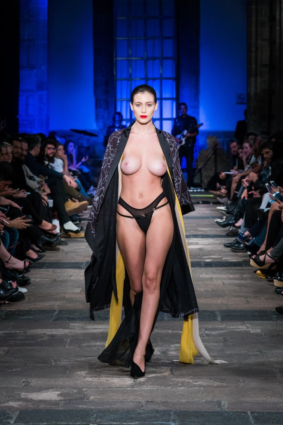 Naked fashion models on the catwalk