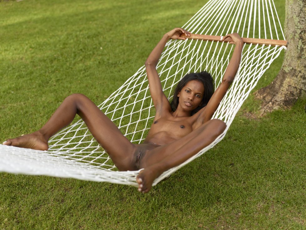 Naked buttocks in hammock