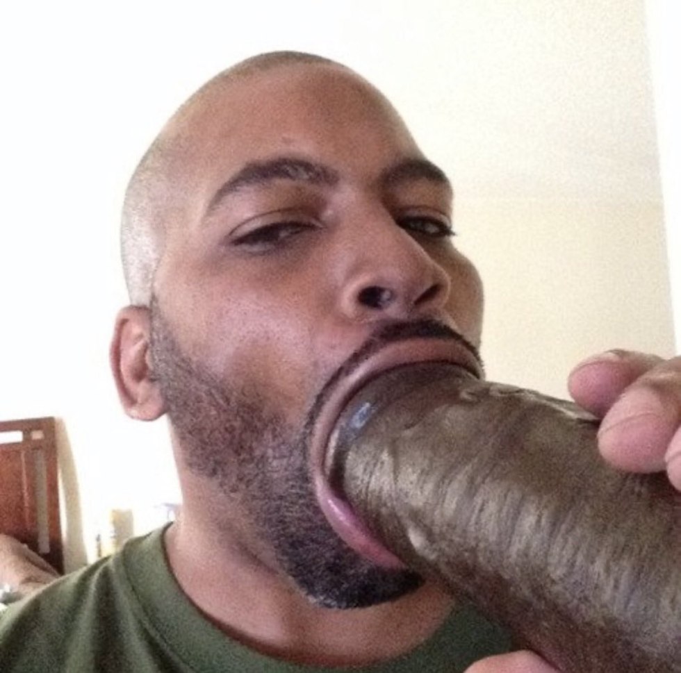 Long black cock in the mouth