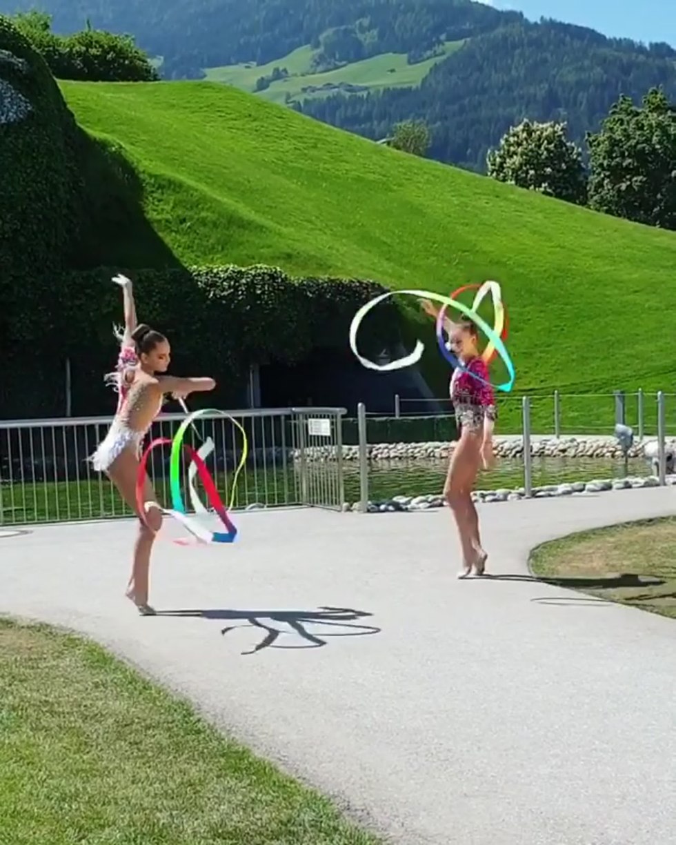 Dina and Arina Averina at sea