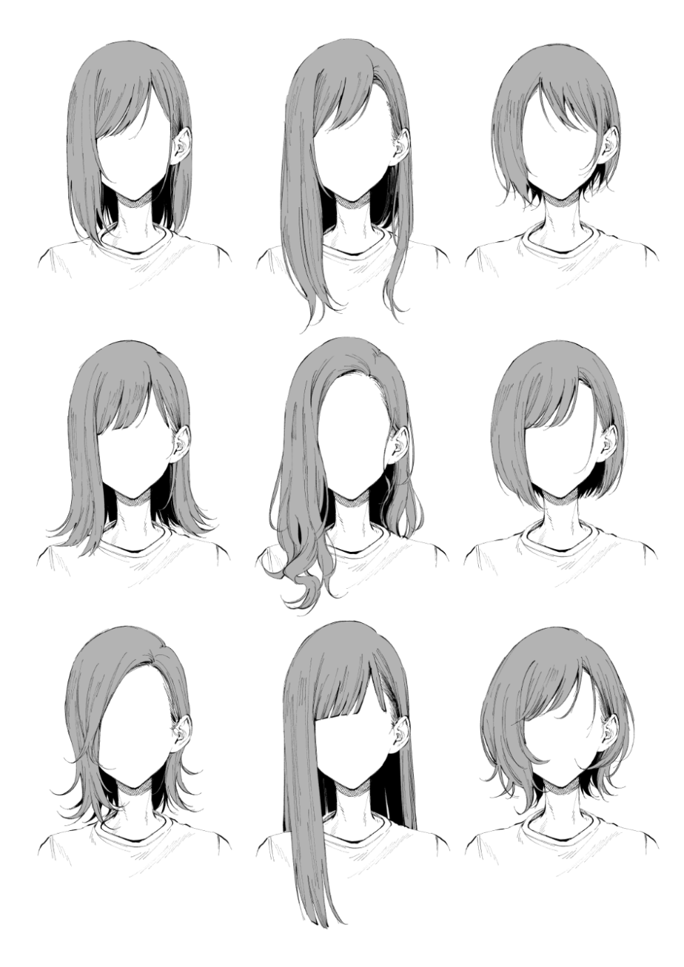 Anime square hairstyle reference