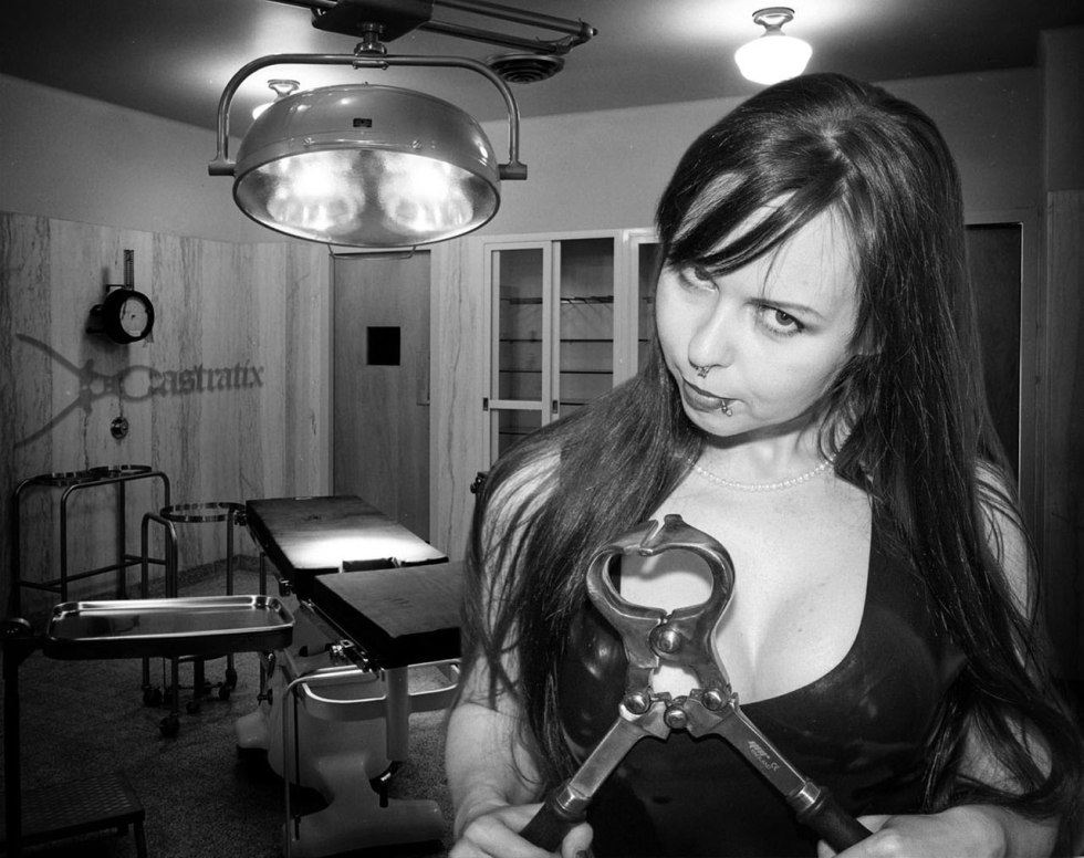 A beautiful girl castrates