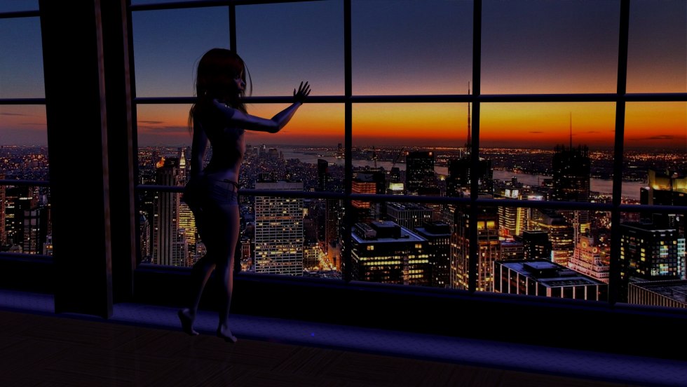 Photoshoot on the backdrop of a night city