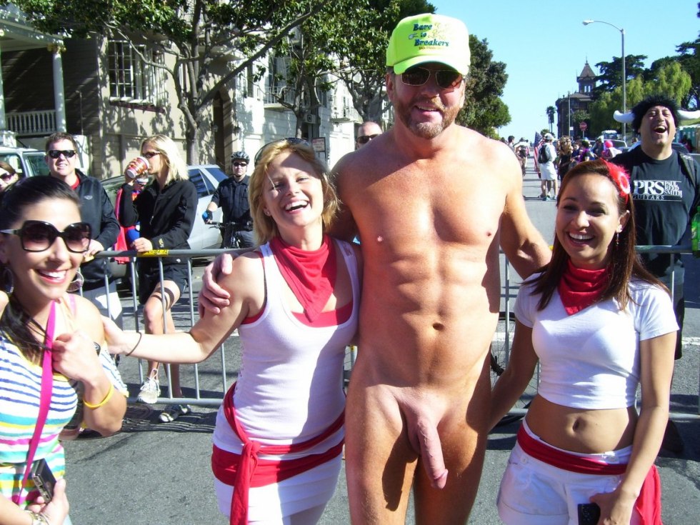 A guy with a naked member on the street
