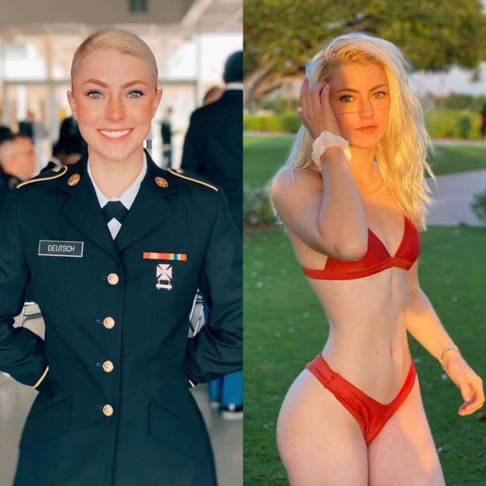 Naked beauties in uniform