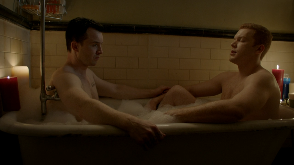 Ian Gallager and Mickey Milkovich kiss