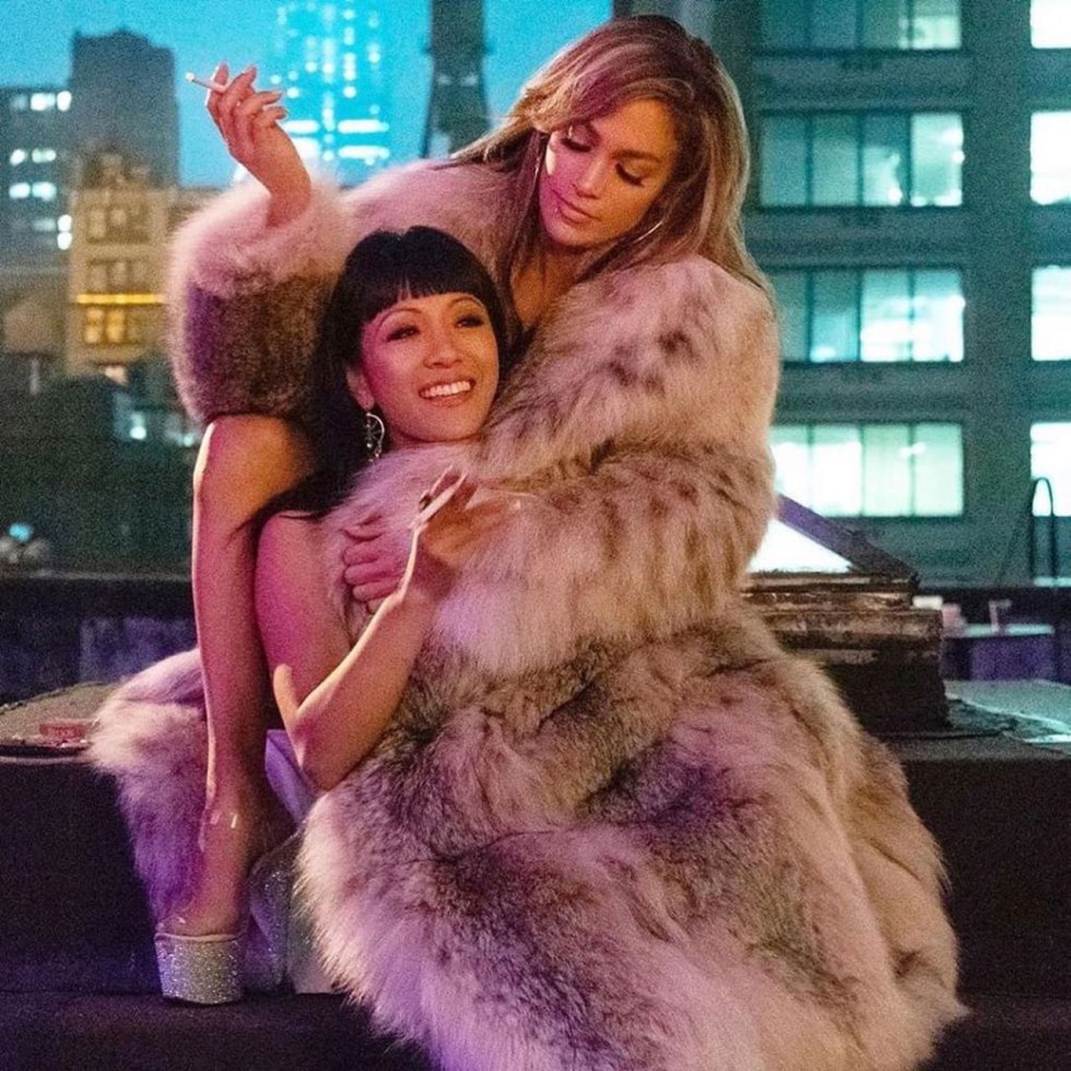 Jennifer Lopez in a fur coat in the film