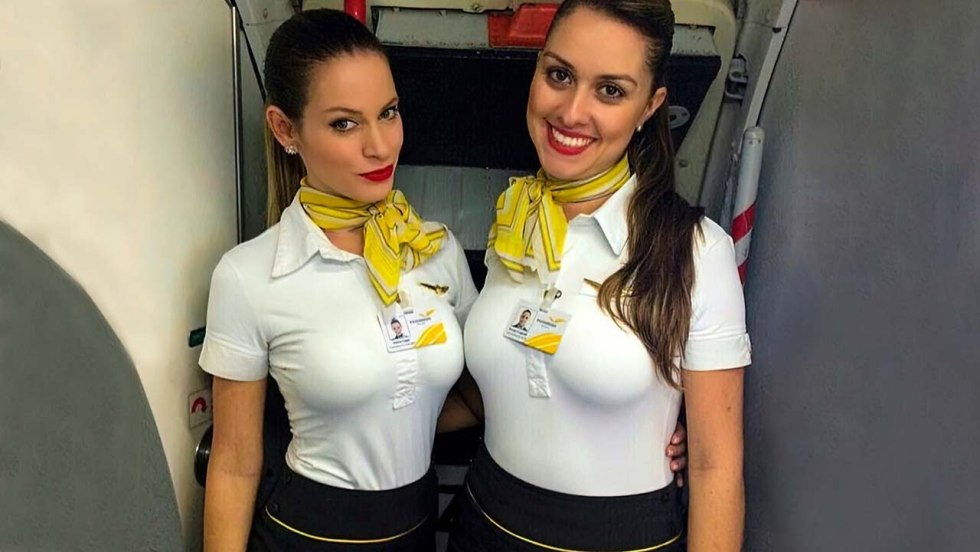 Stewardess Serving table on an airplane