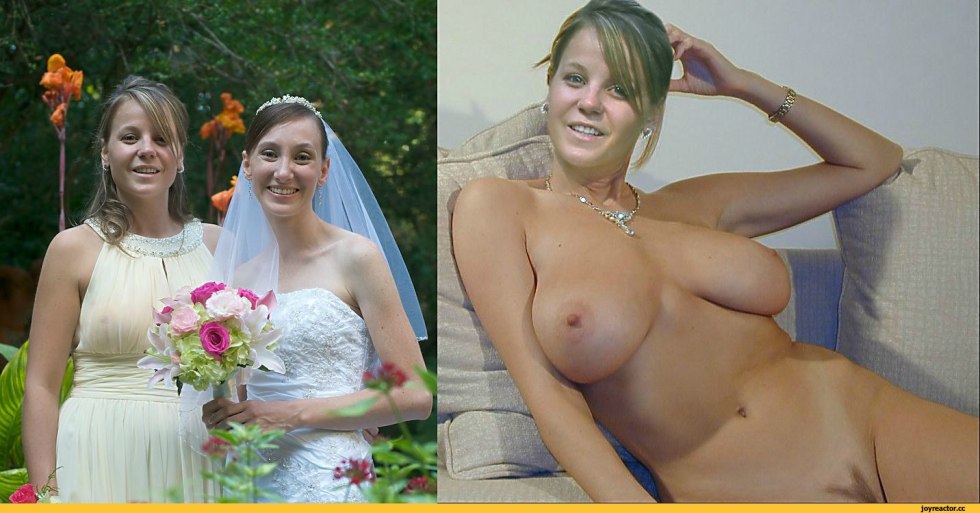 The newlyweds dressed striped