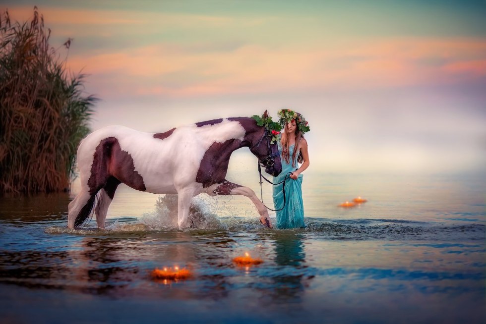 Girl in a swimsuit lying