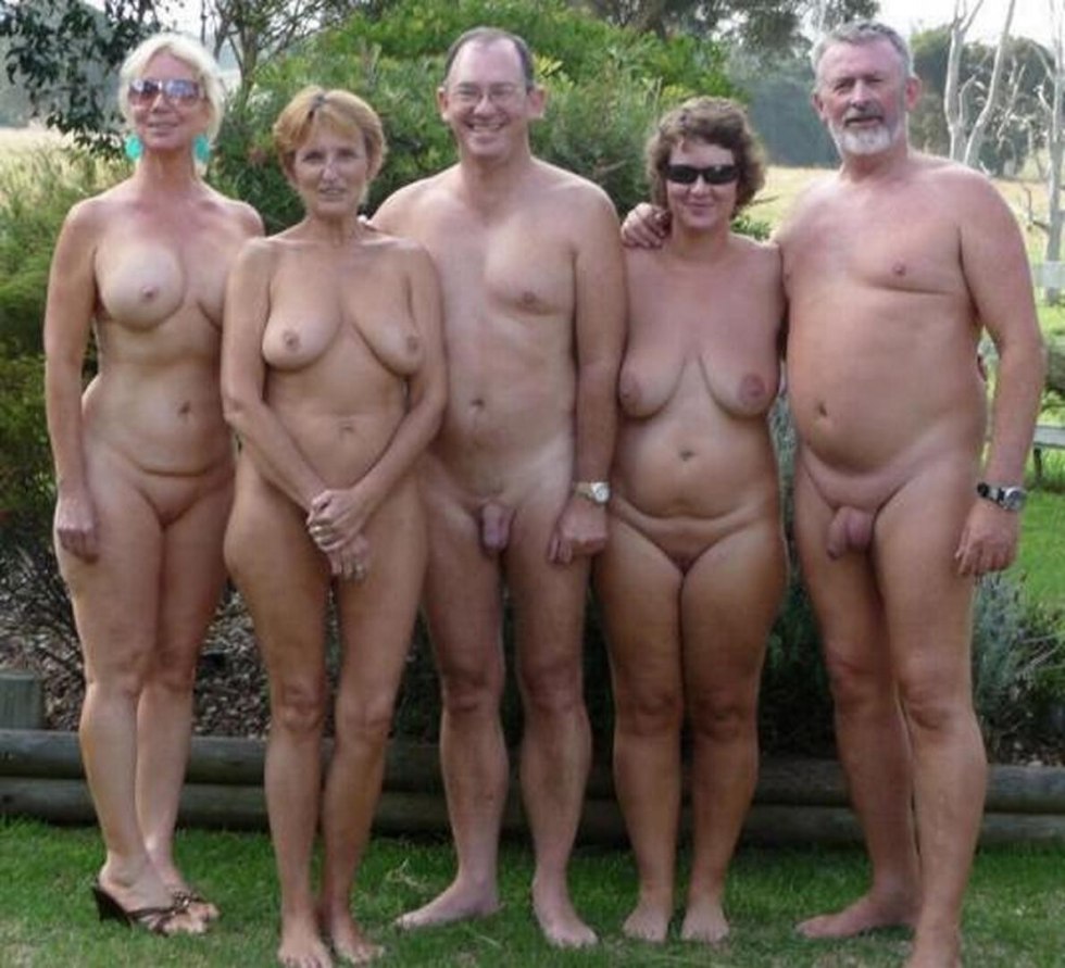 Naked elderly couples on the beach