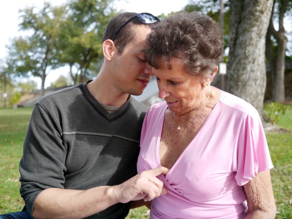 Old woman and young man