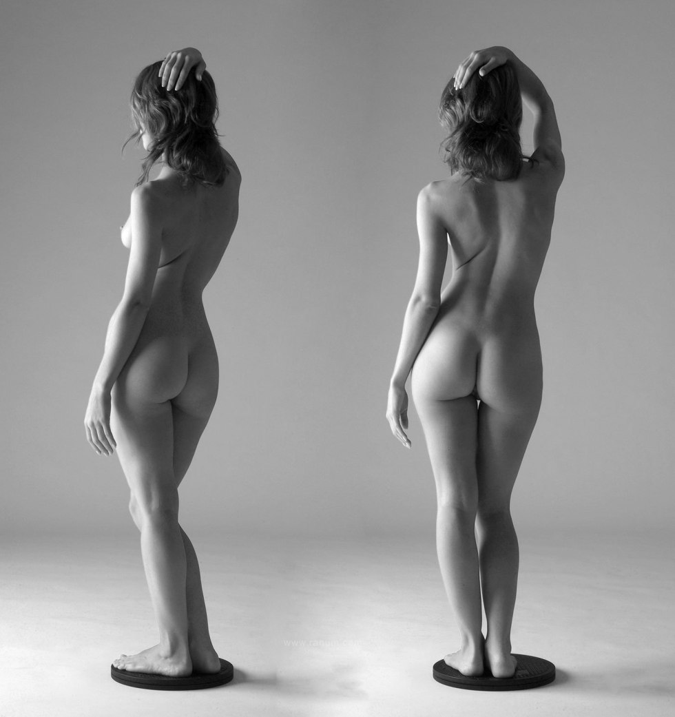 Naked women standing in front