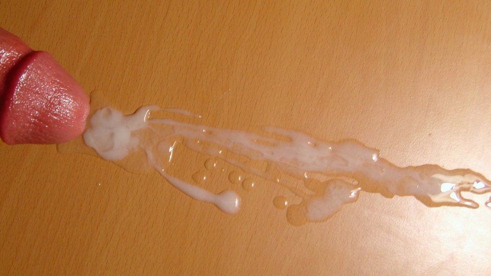 The man finished on the table