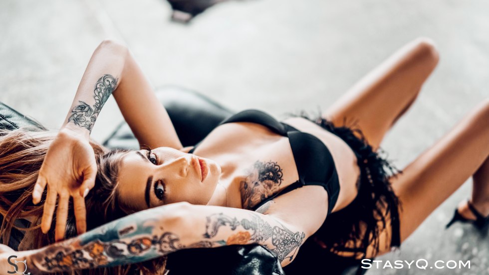 Olga Kurilenko in underwear and stockings