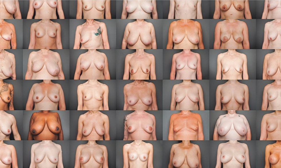 Naked breasts of different shapes