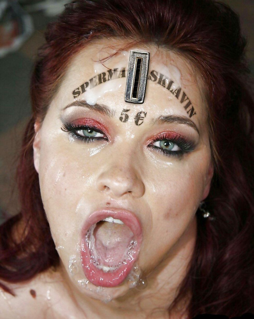 Cum on face with bright makeup
