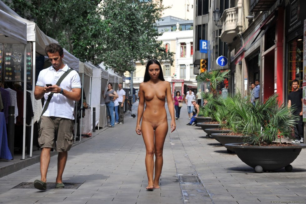 Naked Latinka in public