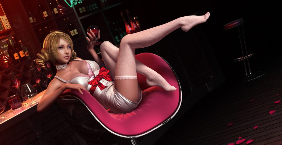 Girls from games in stockings