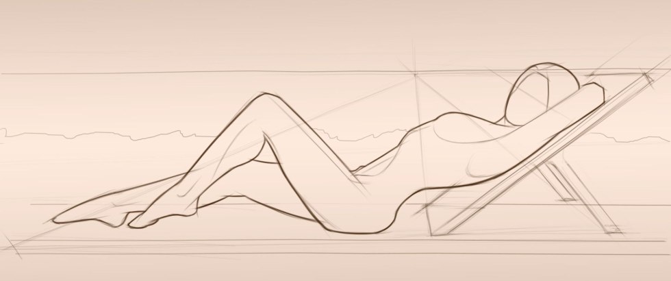 Drawing pose lying