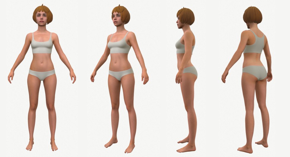 Model of a girl in t pose