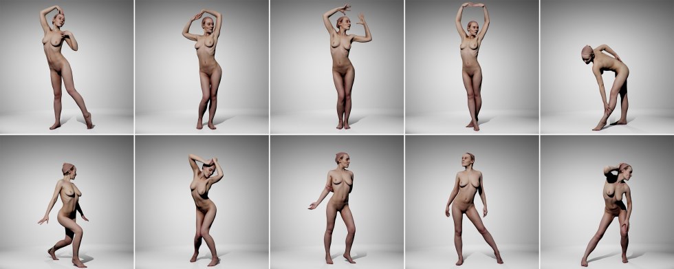 Naked female body pose