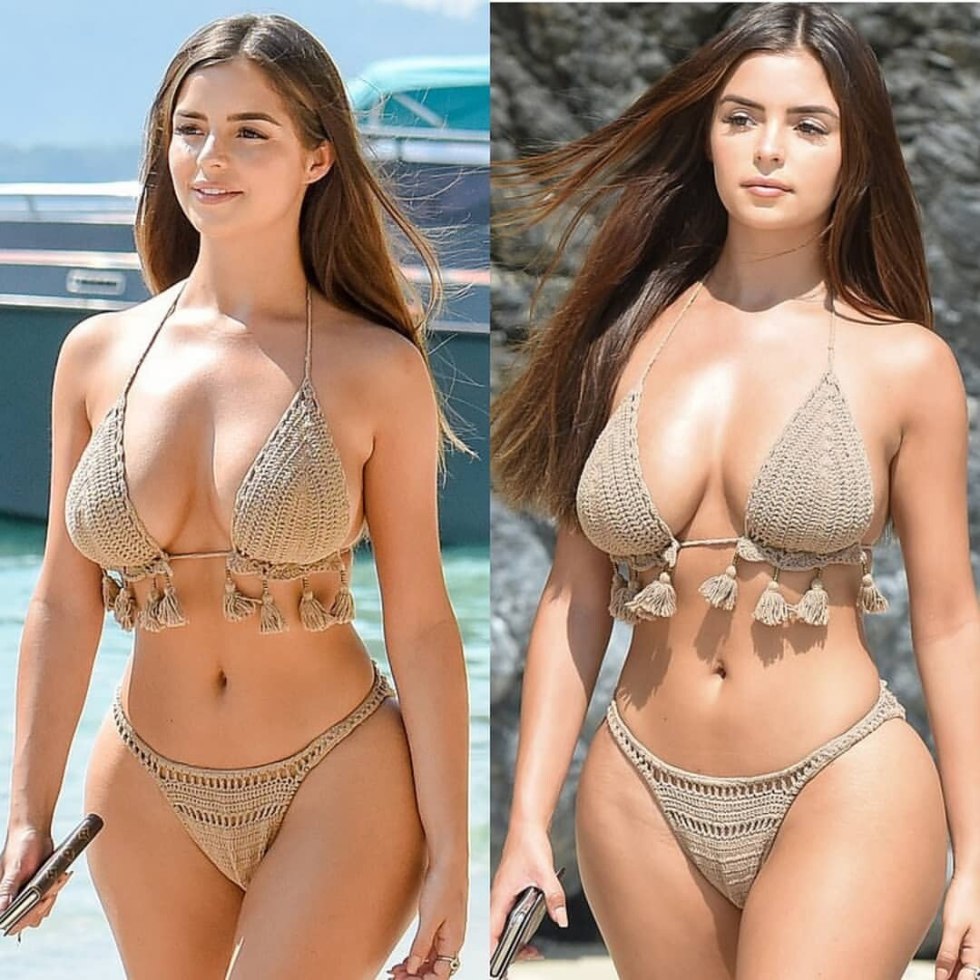 Demi Rose in a transparent dress
