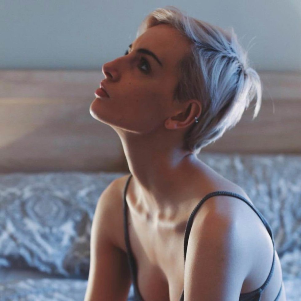 Blonde with a short haircut nude