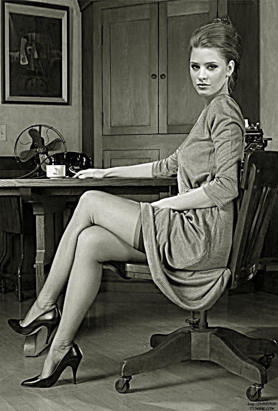 Amy Green in a dress