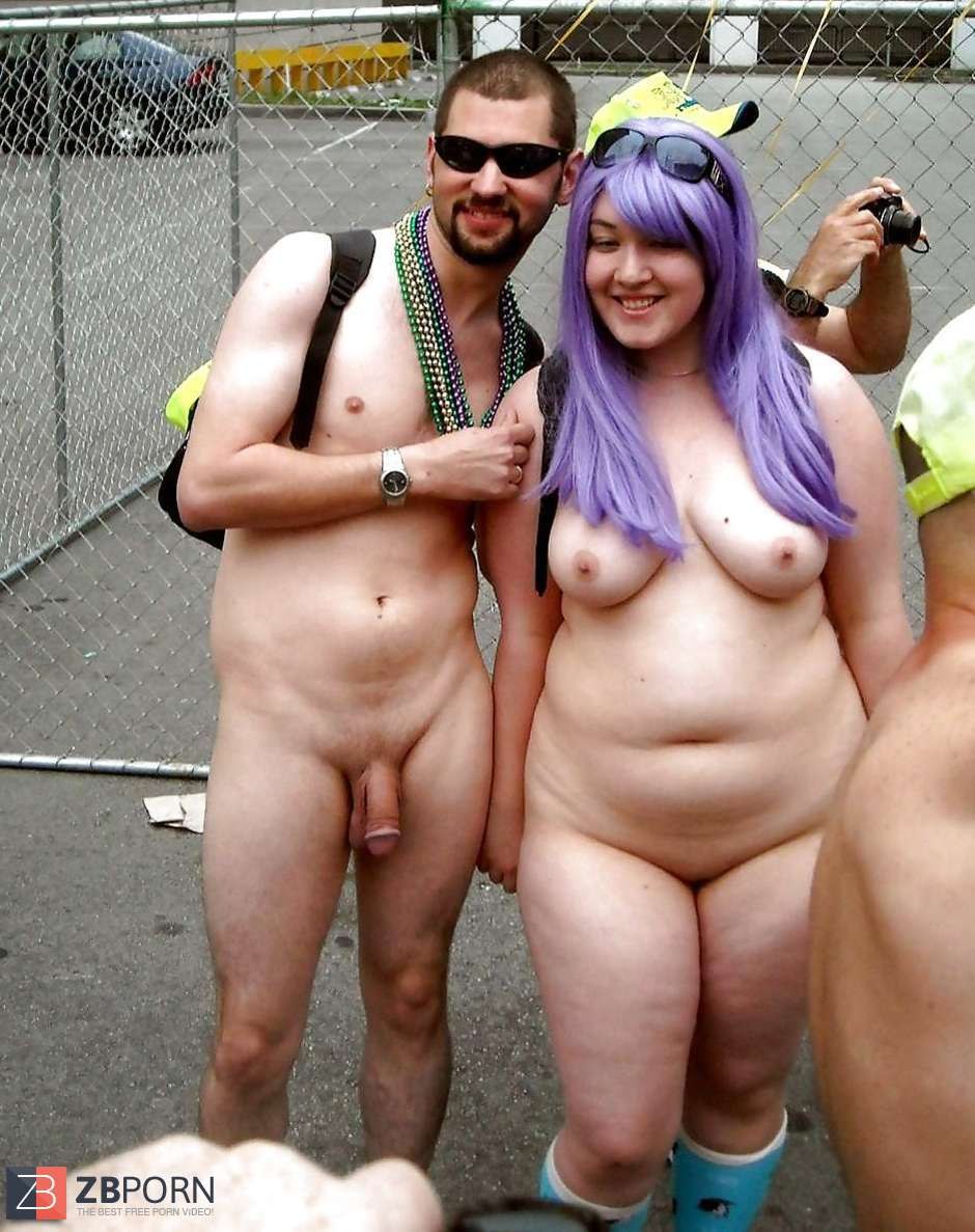 Naked women fat on the street