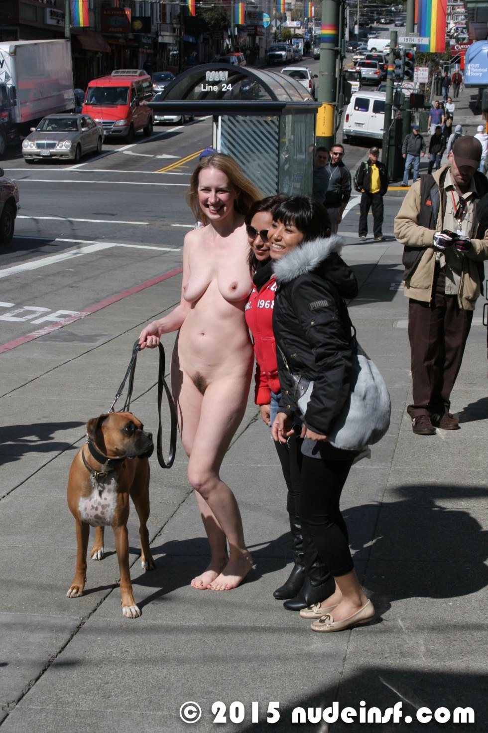 Naked women on the streets of cities
