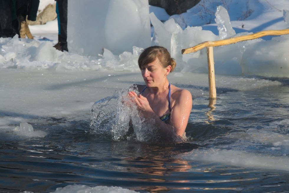 Bathing naked at the festival