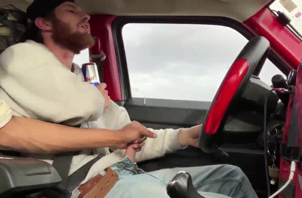 Jerked in a taxi with a driver