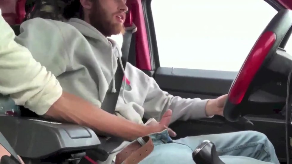 Masturbation in a car with a lever