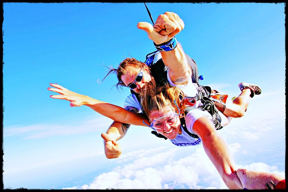 Old people with a parachute