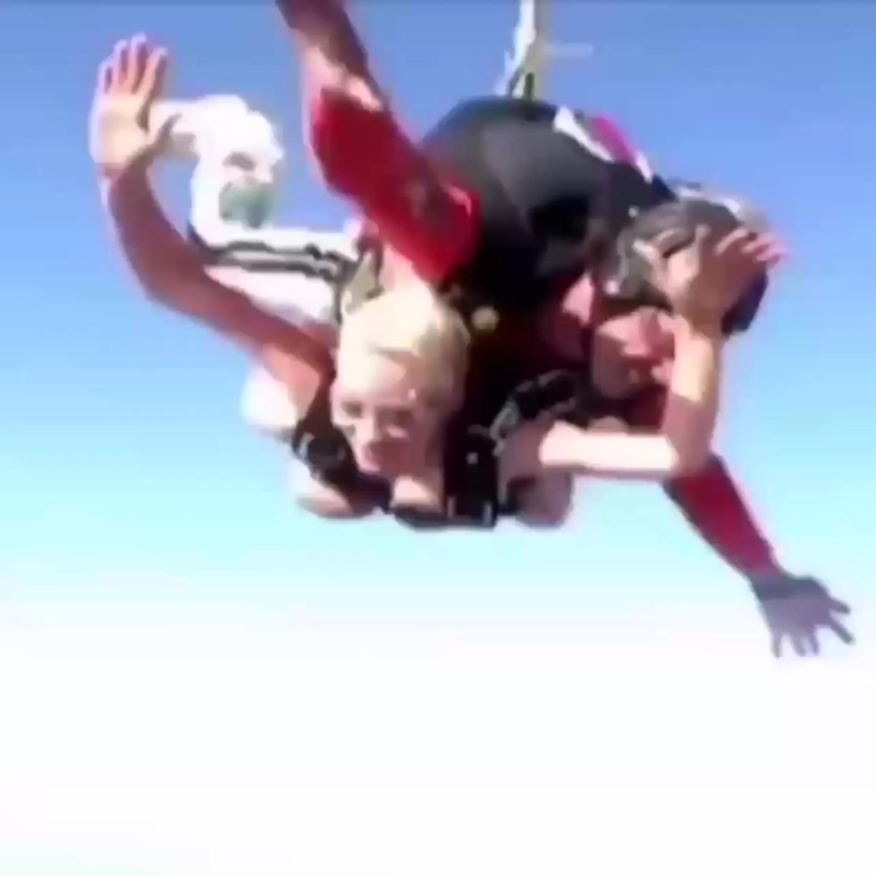 Funny parachute jump